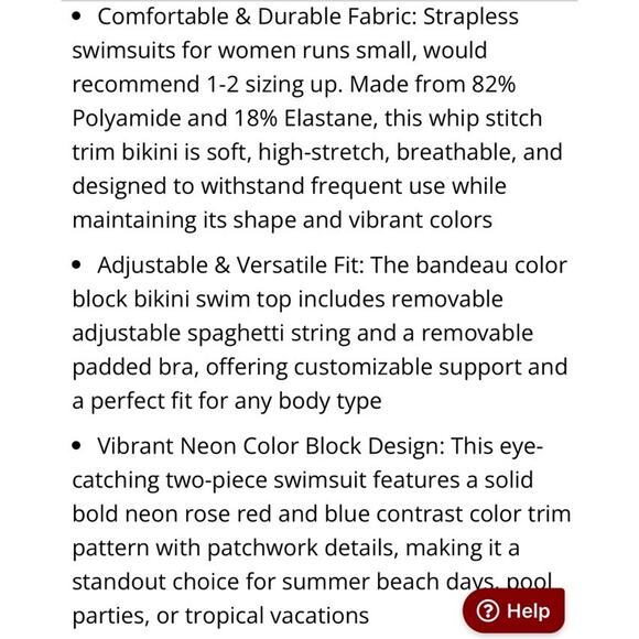 Sexy body 2-piece Color Block ,High Cut,Mid Waisted,Bandeau Adjustable Straps M - Picture 13 of 14